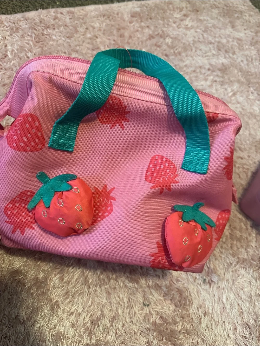 Cat & Jack Pink Strawberry Backpack Set with Green Accents
